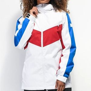 Empyre Stacey Red, White, & Blue Colorblock 10K Snowboard Jacket